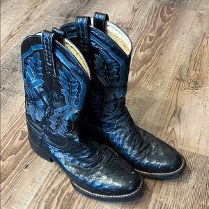 - -Men's Ariat black ostrich cowboy boots 10.5